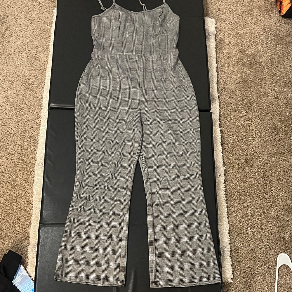 Wild Fable Gray Plaid Jumpsuit